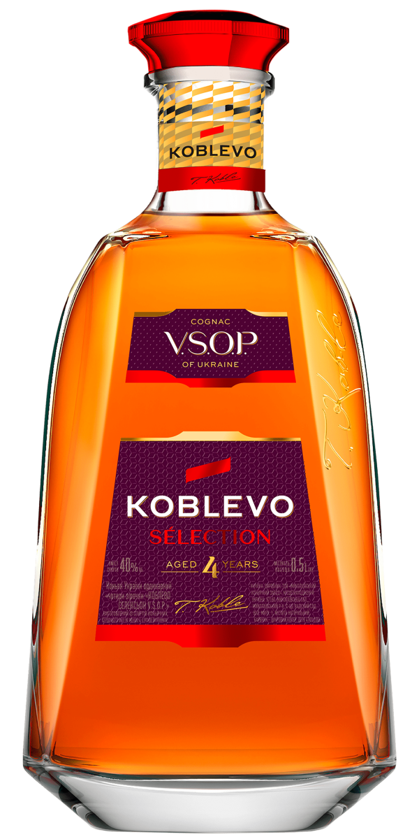 Фото Коньяк Украины KOBLEVO Selection ординарний 4* VSOP 0.5л-каталог