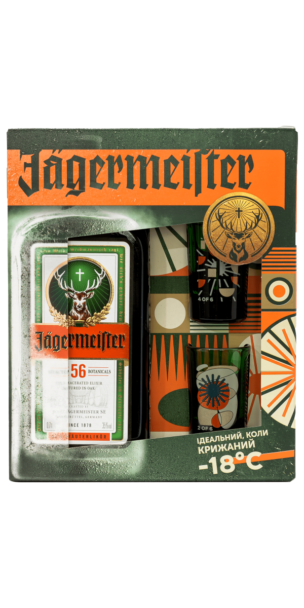 Фото Набір Лікер Jägermeister 0.7л + 2 шоти 20мл №1