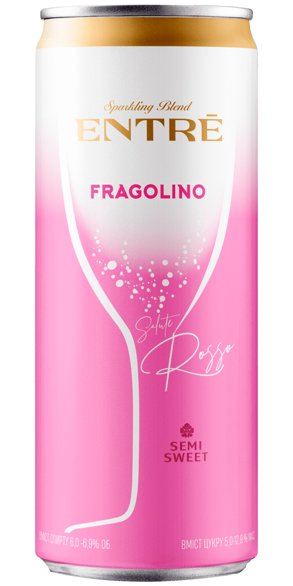 Фото Напій винний ігристий Entre Fragolino Salute Rosso рожеве напівсолодке 0.33л-каталог