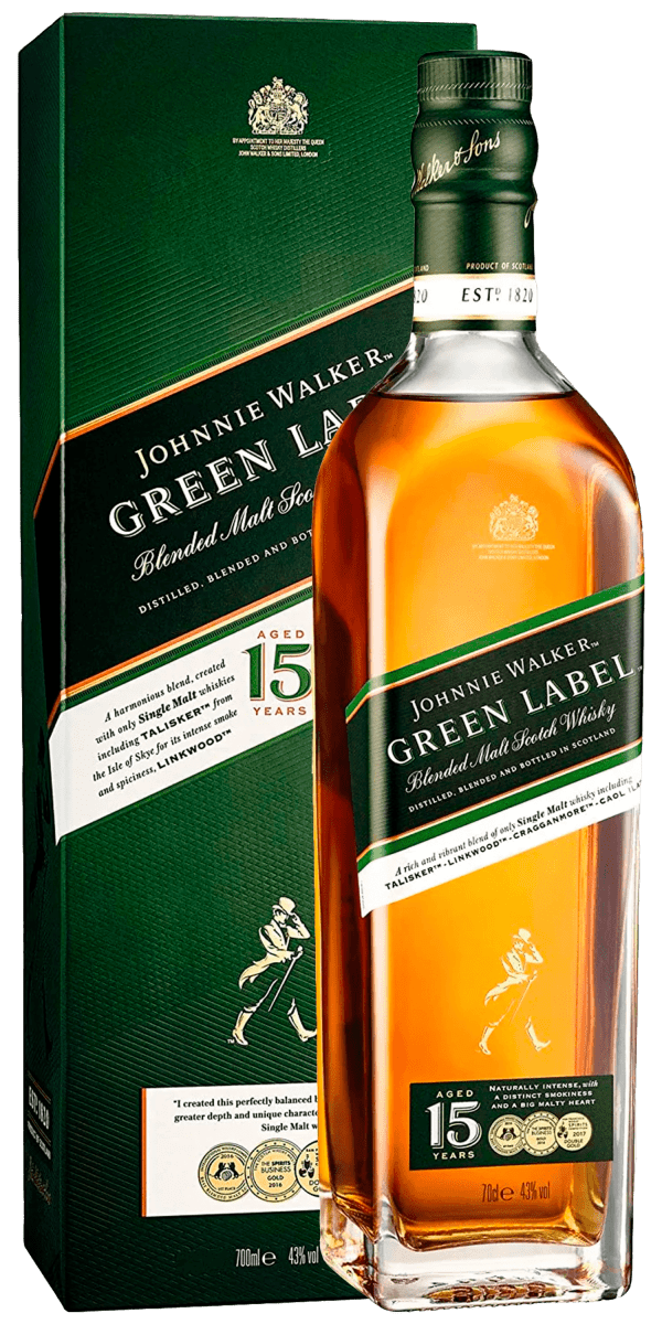 Фото Виски Johnnie Walker Green label выдержка 15 лет 0.7л в коробке