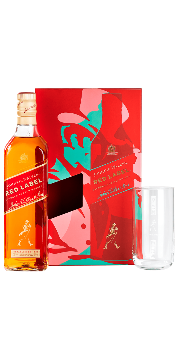 Фото Виски Johnnie Walker Red label 40% 0.7л в подарочной упаковке + стакан-каталог