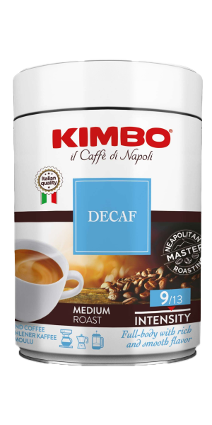 Фото Кофе молотый Kimbo DECAFFEIN 250гр в металлической банке-каталог